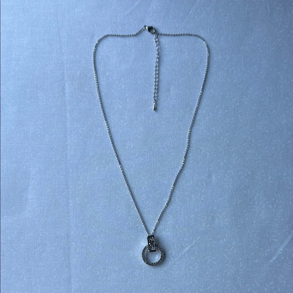 Sophisticated Silver colored Circle‎ Pendant Necklace